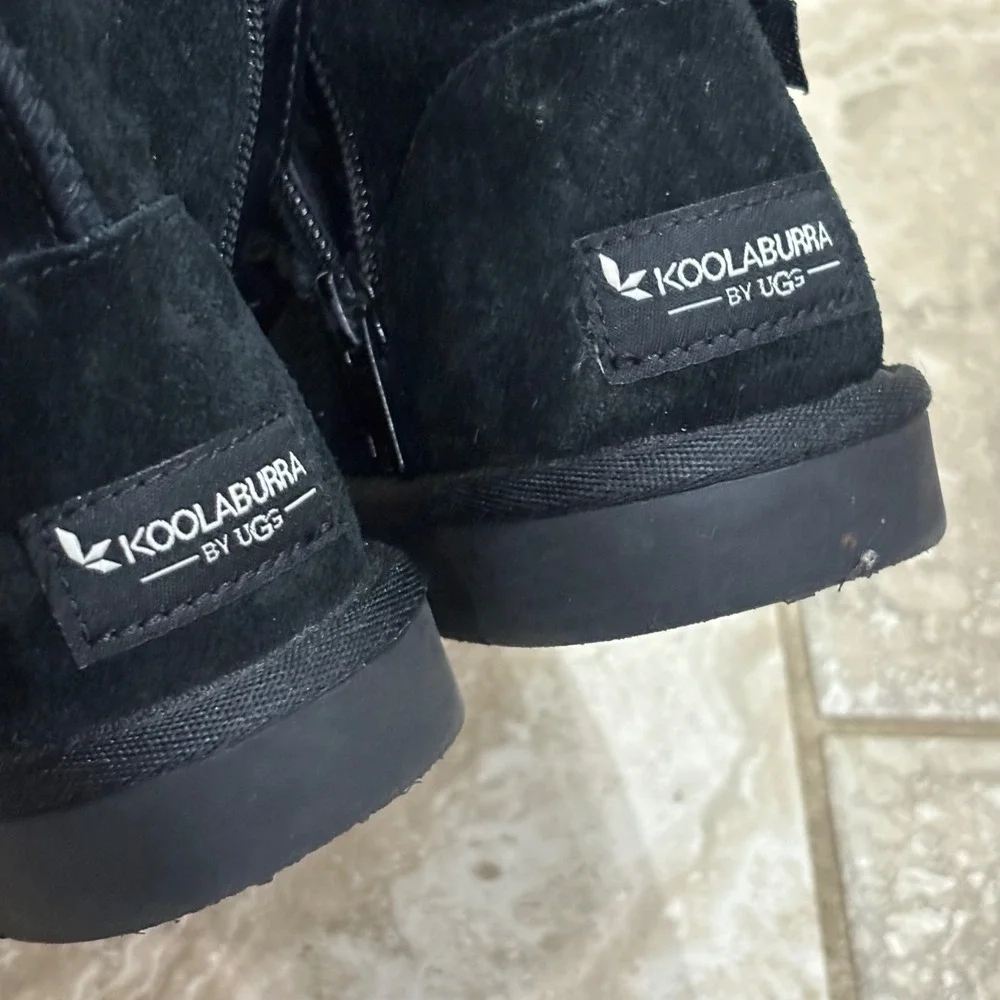 Koolaburra by UGG Victoria Black Suede Bow Short Boots Kids 13 1117810